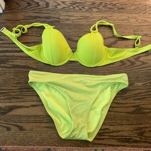Shade & Shore green/yellow bikini size 36B top, M bottom